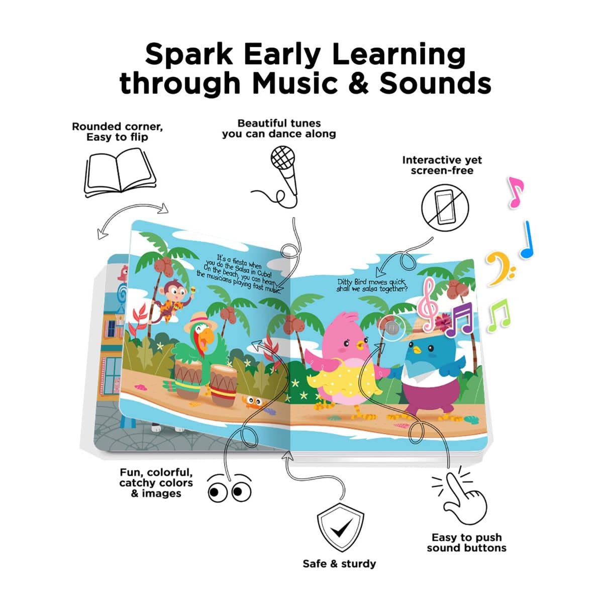 Ditty Bird Interactive Sounds Rechargeable Board Book - Music To Dance To - Image 3