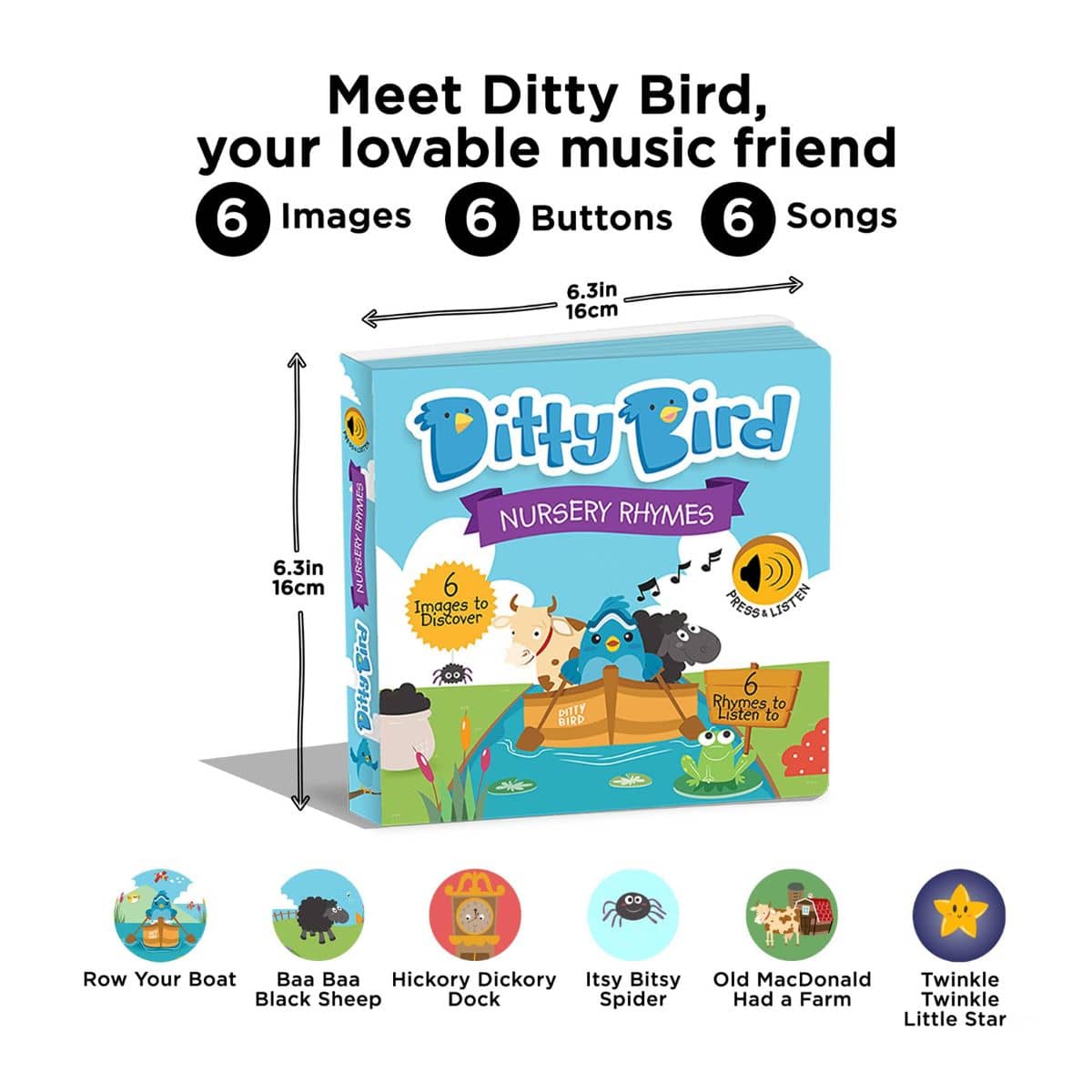 Ditty Bird Interactive Sounds Rechargeable Board Book - Nursery Rhymes - Image 5