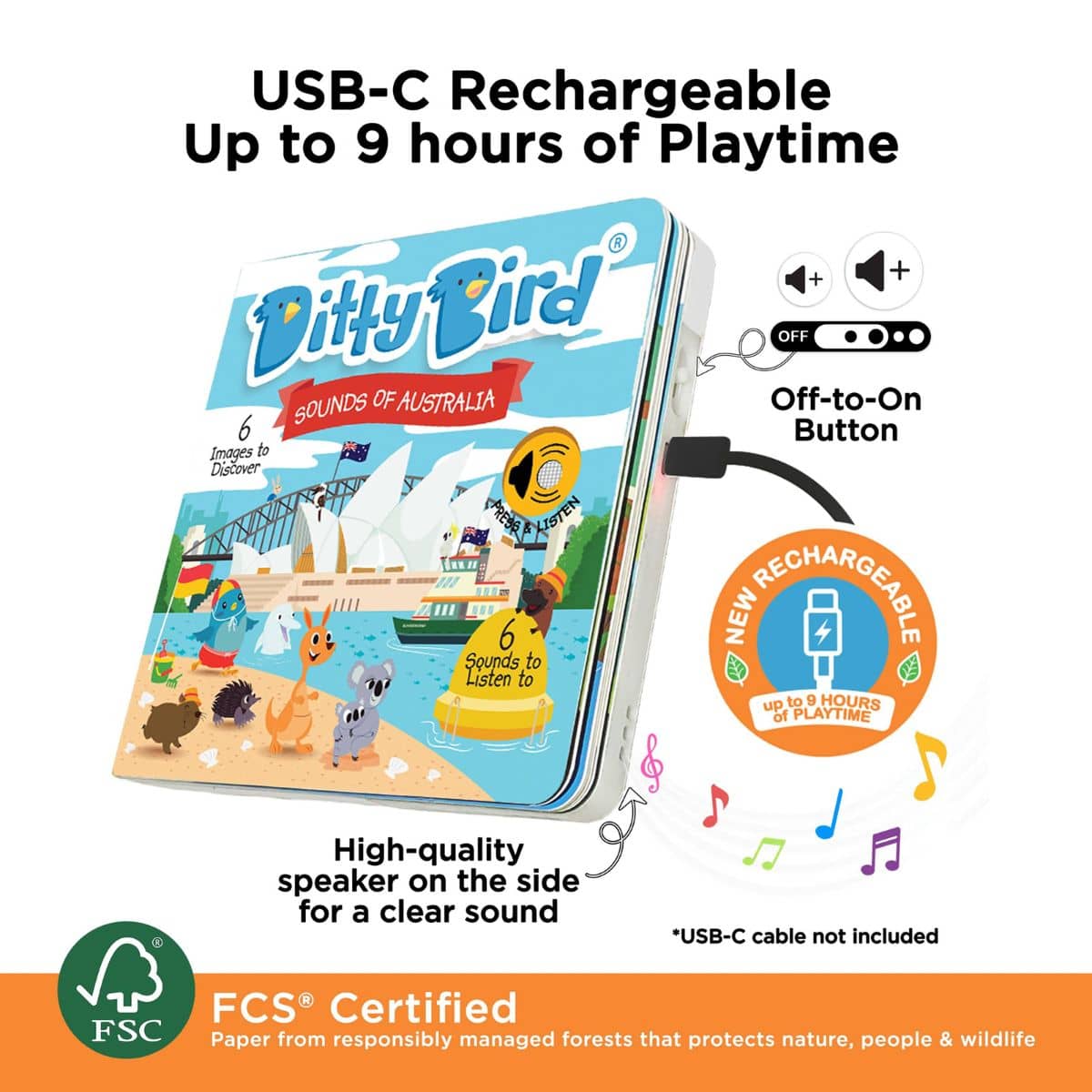Ditty Bird Interactive Sounds Rechargeable Board Book - Sounds of Australia - Image 6