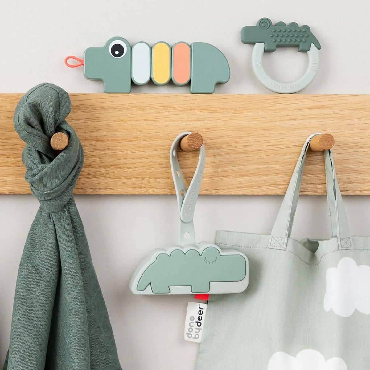 Done by Deer Silicone Pacifier Pouch - Croco Green - Image 2