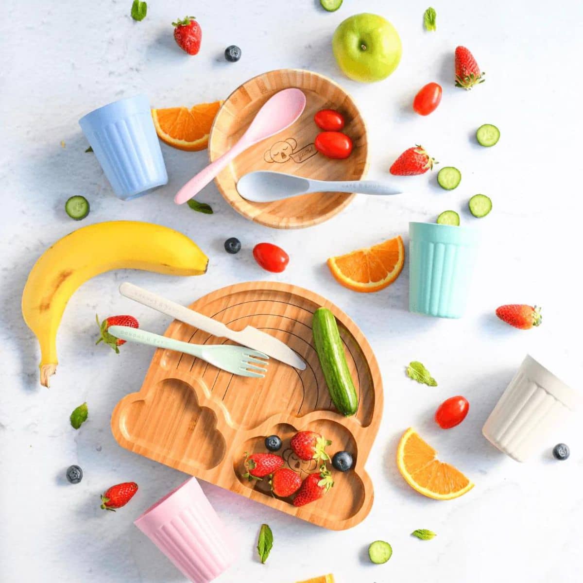 Emondo Kids Bamboo Plate with Suction - Rainbow - Image 6