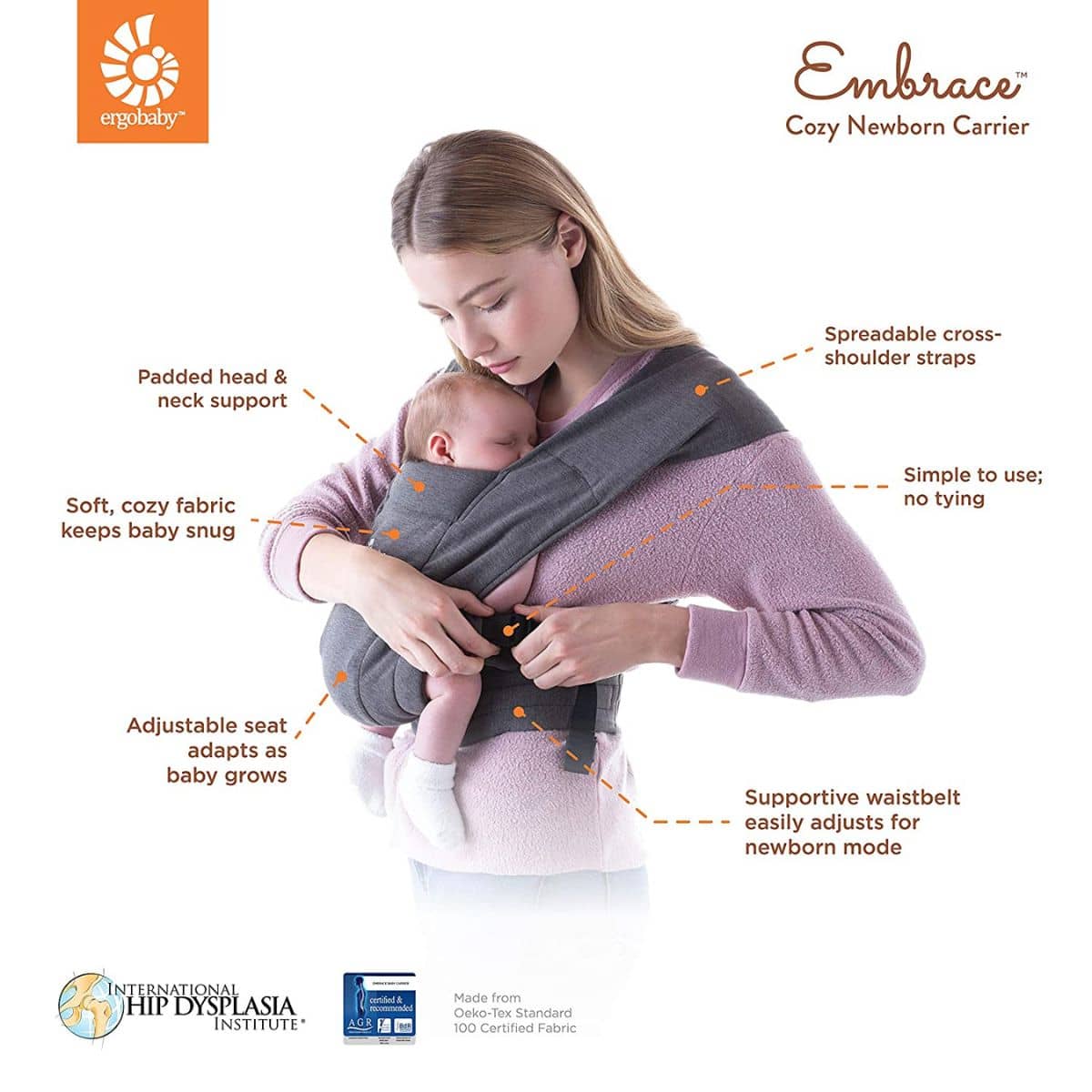 Ergobaby Embrace Baby Carrier - Heather Grey - Image 7