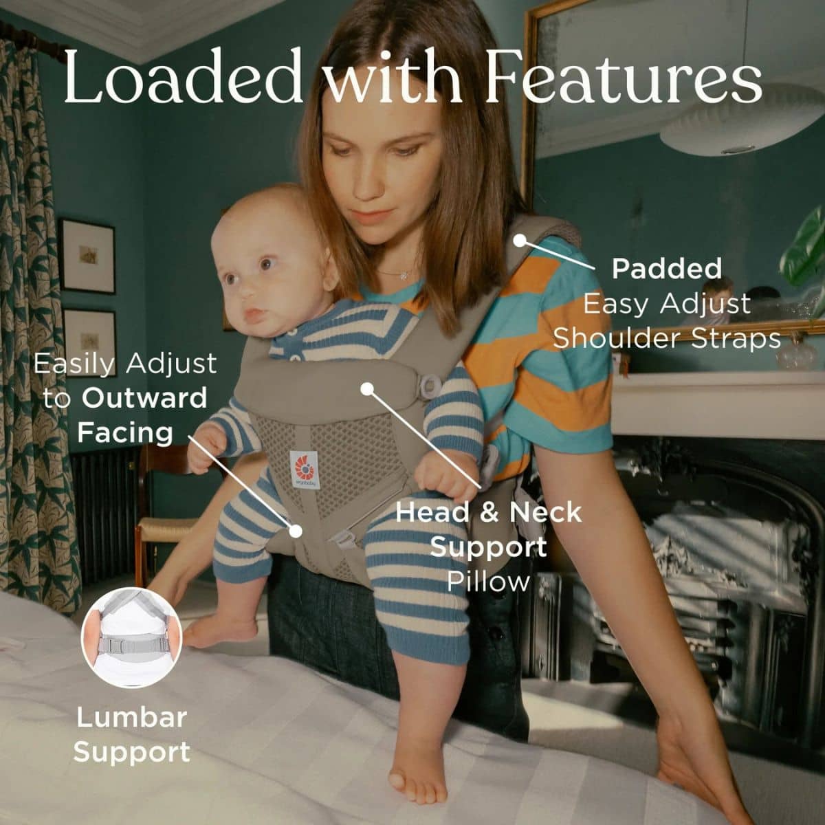 Ergobaby Omni Classic Mesh Baby Carrier - Soft Olive - Image 8