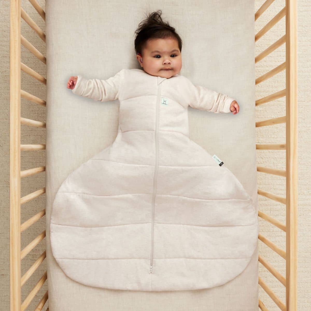 ergoPouch Hip Harness Sleeping Bag with Sleeves 3.5 TOG - Oatmeal Marle - Image 2