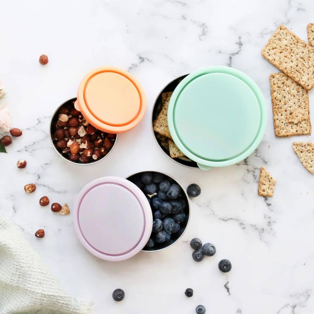 Ever Eco Stainless Steel Round Nesting Containers - 3 Piece Pastel - Image 3
