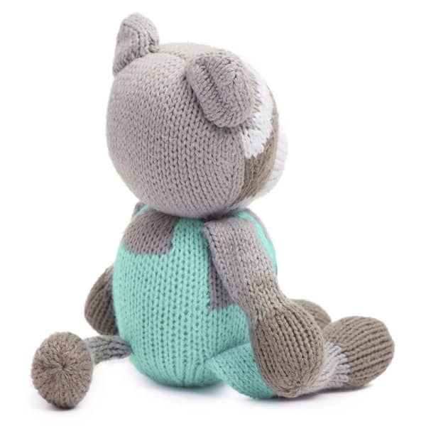 Finn and Emma Organic Hand-Knit Rattle Buddy - Ramsay the Raccoon - Image 3