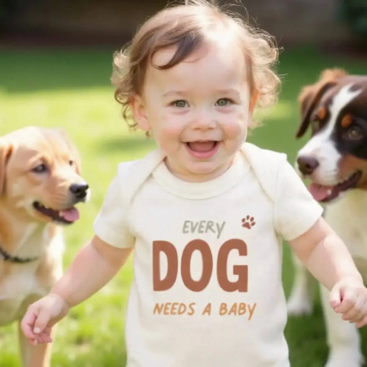 Finn and Emma Organic Short Sleeve Bodysuit - Every Dog Needs a Baby - Image 3