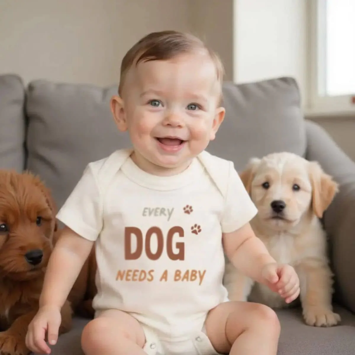 Finn and Emma Organic Short Sleeve Bodysuit - Every Dog Needs a Baby - Image 4
