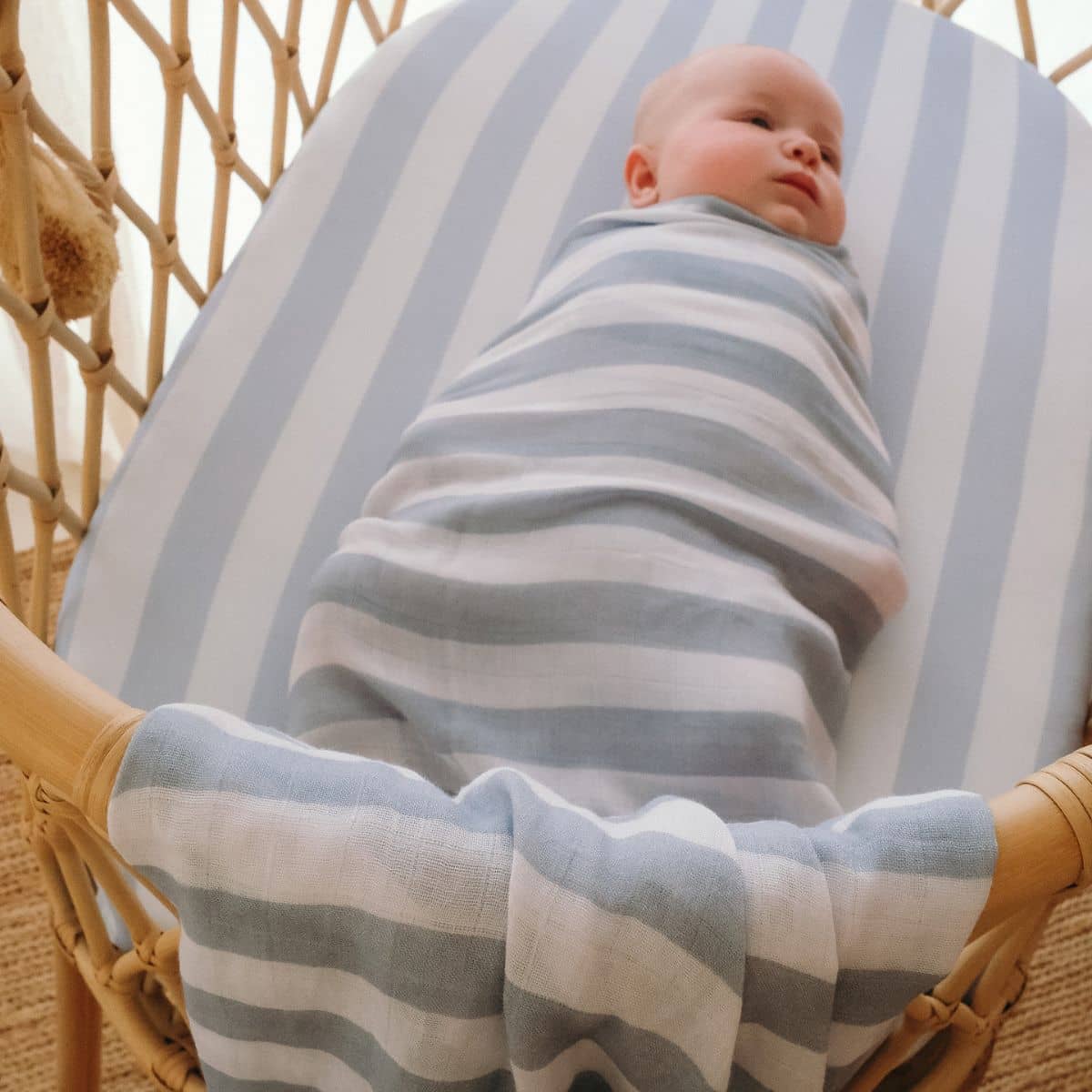 Fox & Fallow Organic Fitted Bassinet Sheet - Cloud Stripe - Image 5