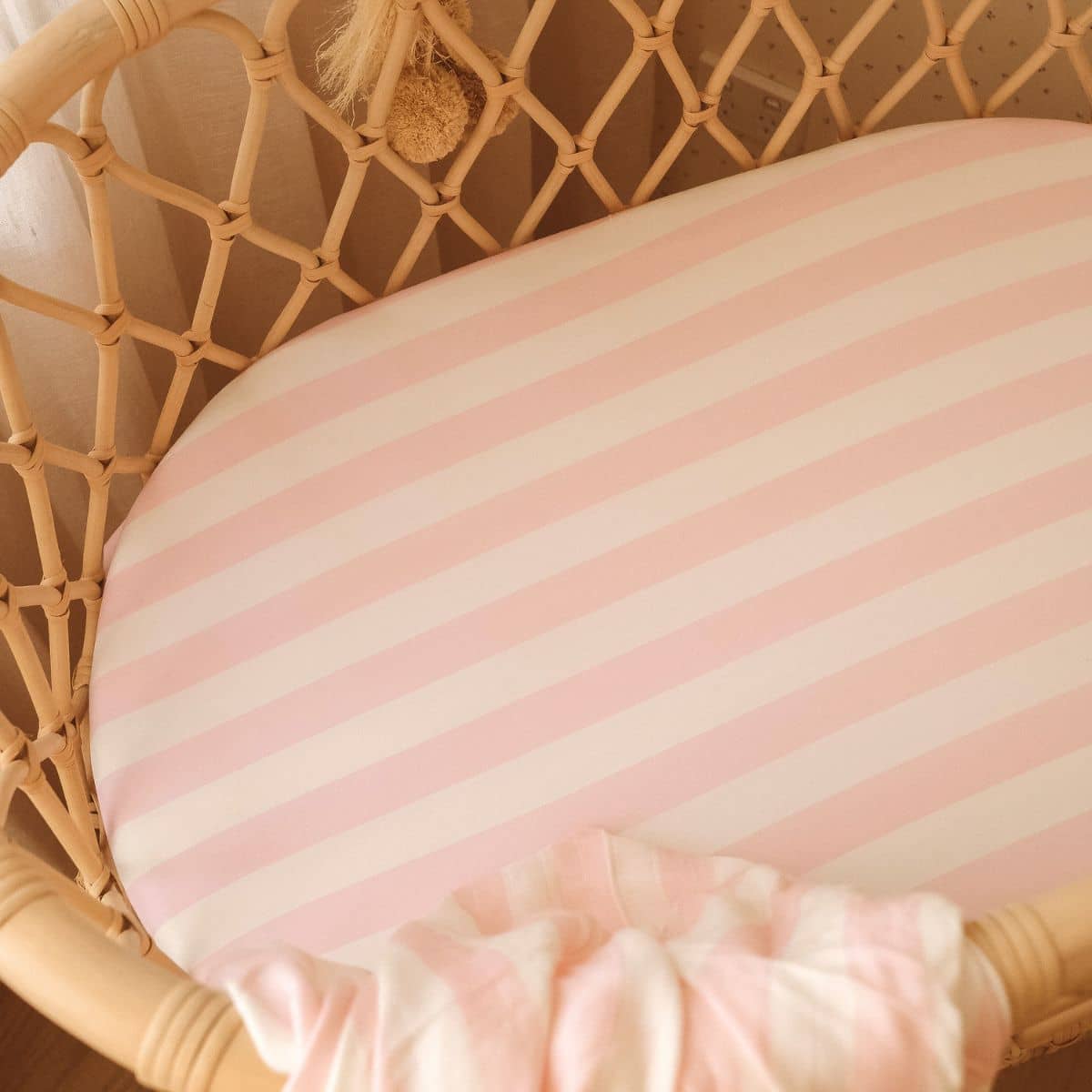 Fox & Fallow Organic Fitted Bassinet Sheet - Petal Stripe - Image 3