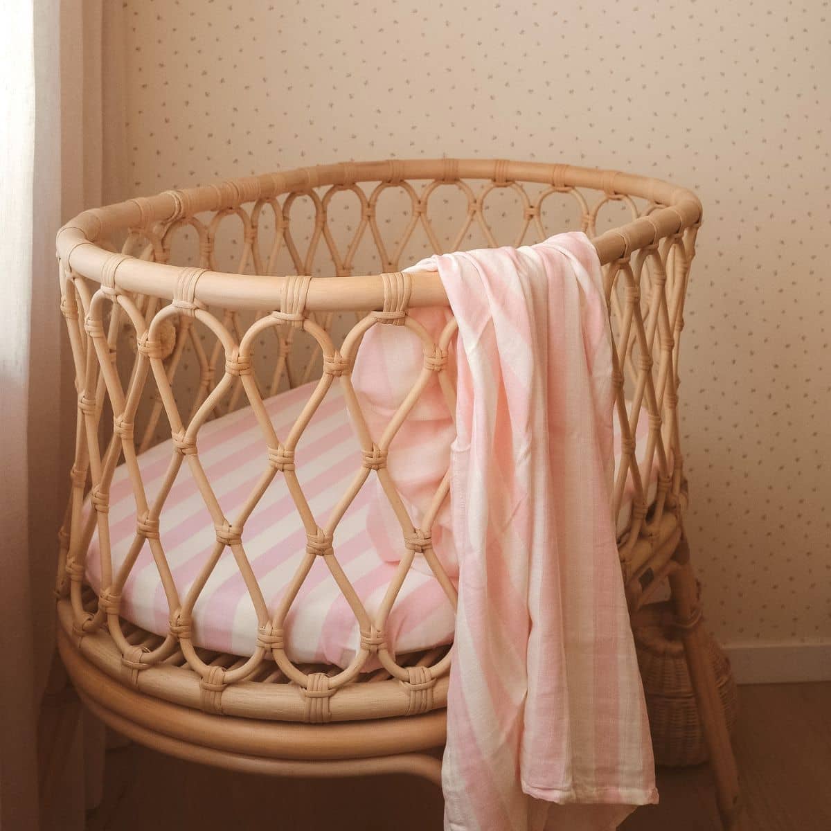Fox & Fallow Organic Fitted Bassinet Sheet - Petal Stripe - Image 5