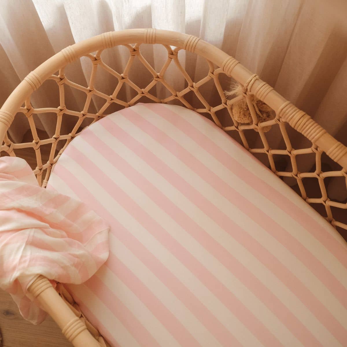 Fox & Fallow Organic Fitted Bassinet Sheet - Petal Stripe - Image 9