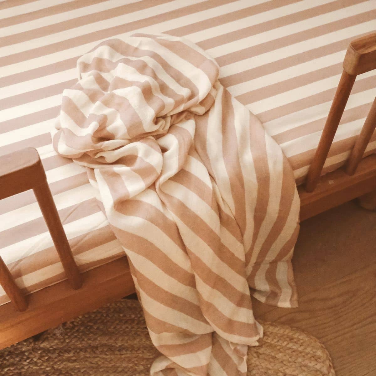 Fox & Fallow Organic Fitted Cot Sheet - Coffee Stripe - Image 2