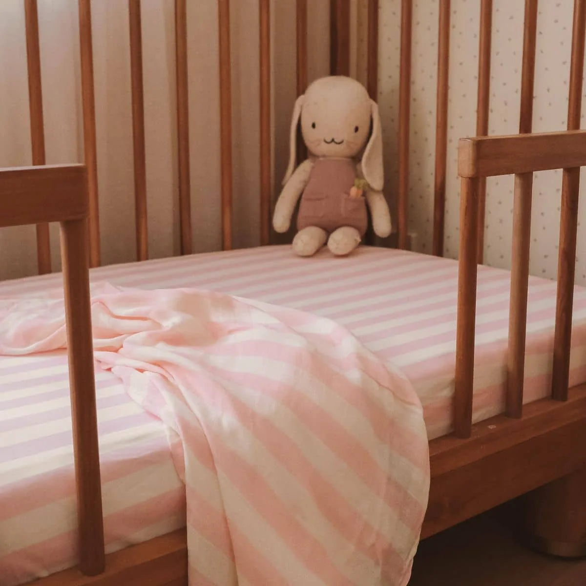 Fox & Fallow Organic Fitted Cot Sheet - Petal Stripe - Image 2