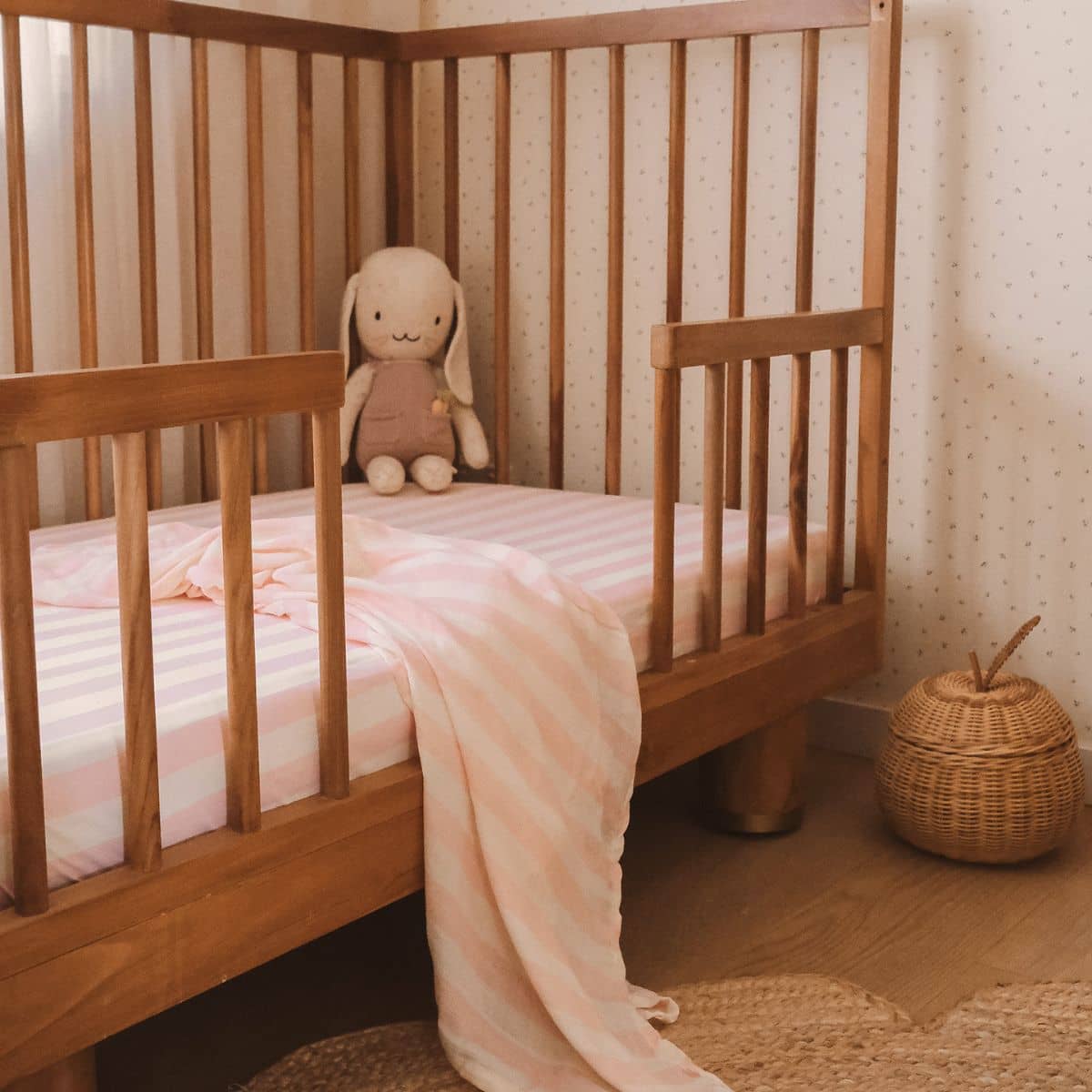 Fox & Fallow Organic Fitted Cot Sheet - Petal Stripe - Image 4