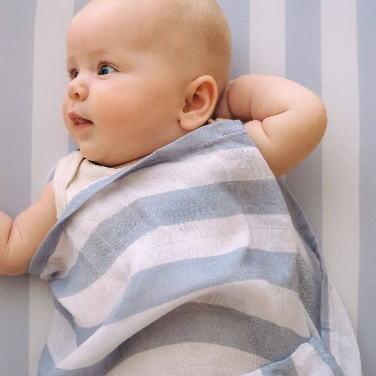 Fox & Fallow Organic Muslin Swaddle Wrap - Cloud Stripe - Image 2