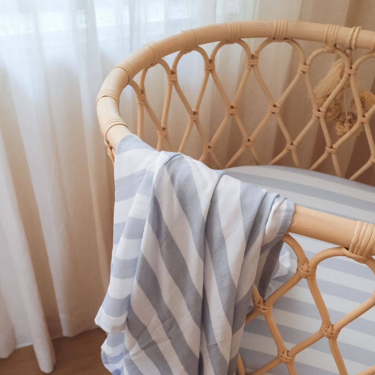 Fox & Fallow Organic Muslin Swaddle Wrap - Cloud Stripe - Image 4