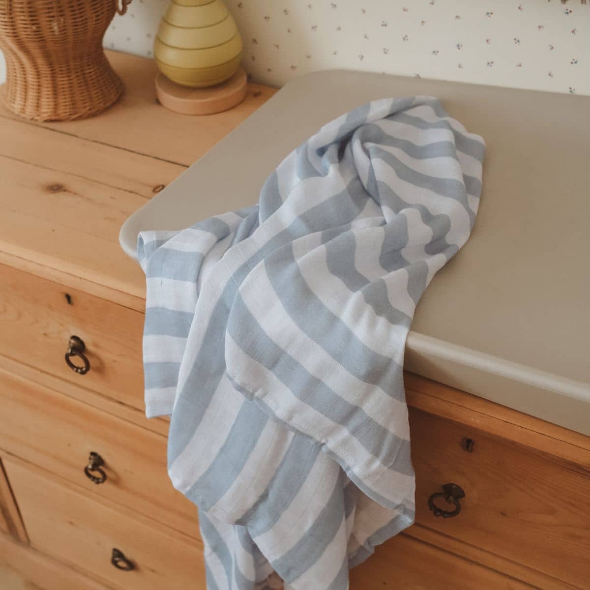 Fox & Fallow Organic Muslin Swaddle Wrap - Cloud Stripe - Image 9