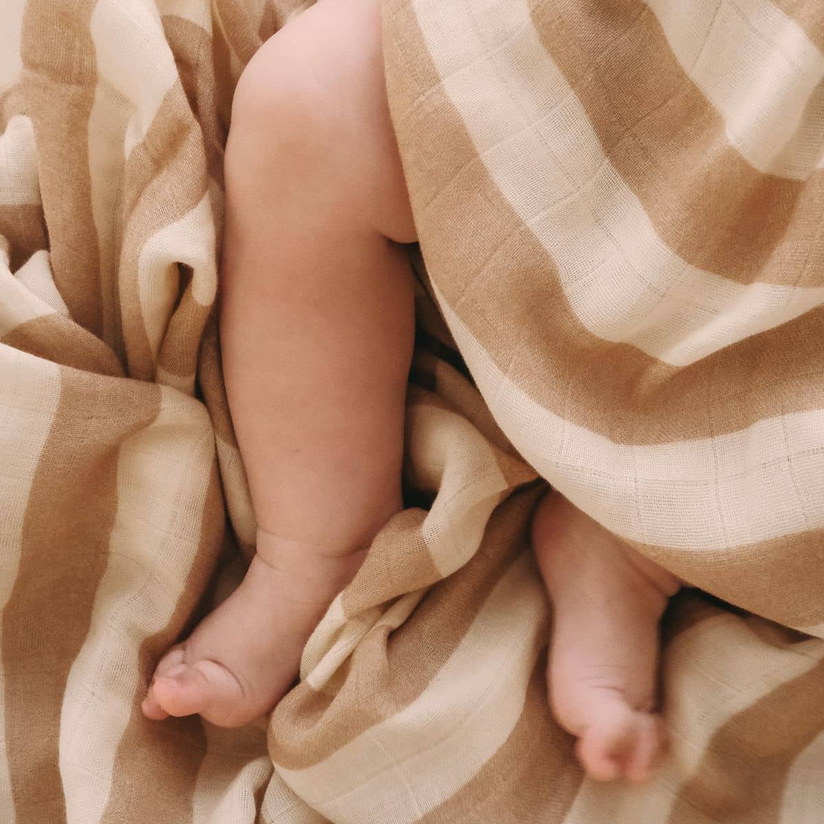Fox & Fallow Organic Muslin Swaddle Wrap - Coffee Stripe - Image 4
