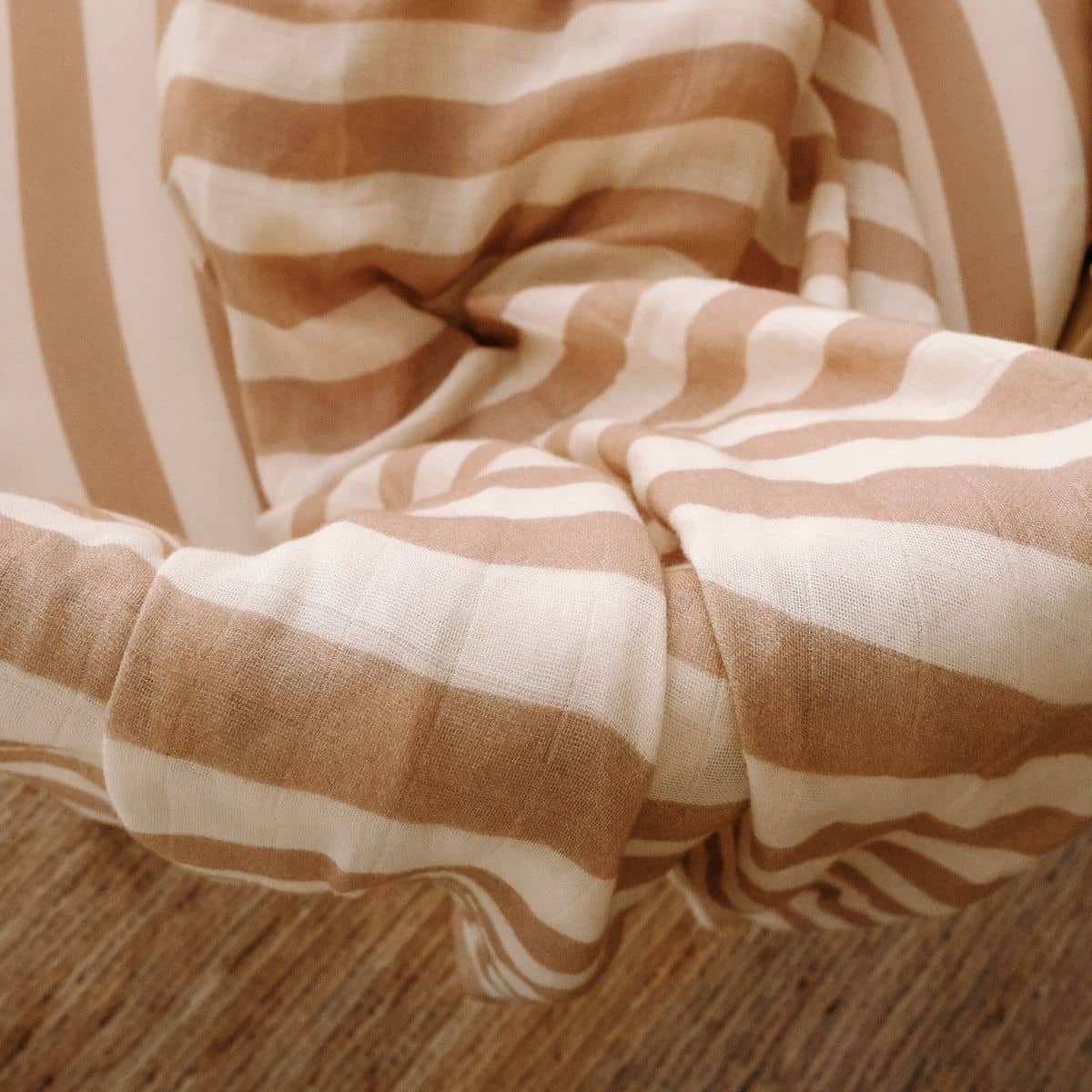 Fox & Fallow Organic Muslin Swaddle Wrap - Coffee Stripe - Image 7