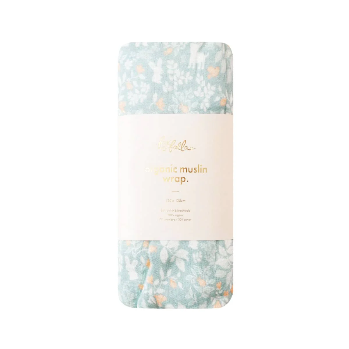 Fox & Fallow Organic Muslin Swaddle Wrap - Forest Friends Sage