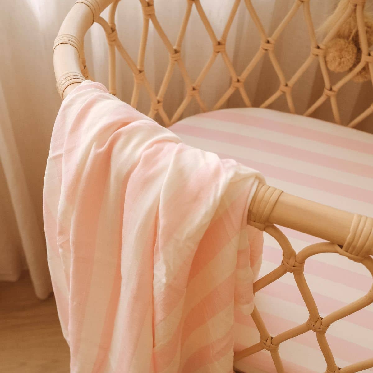 Fox & Fallow Organic Muslin Swaddle Wrap - Petal Stripe - Image 3