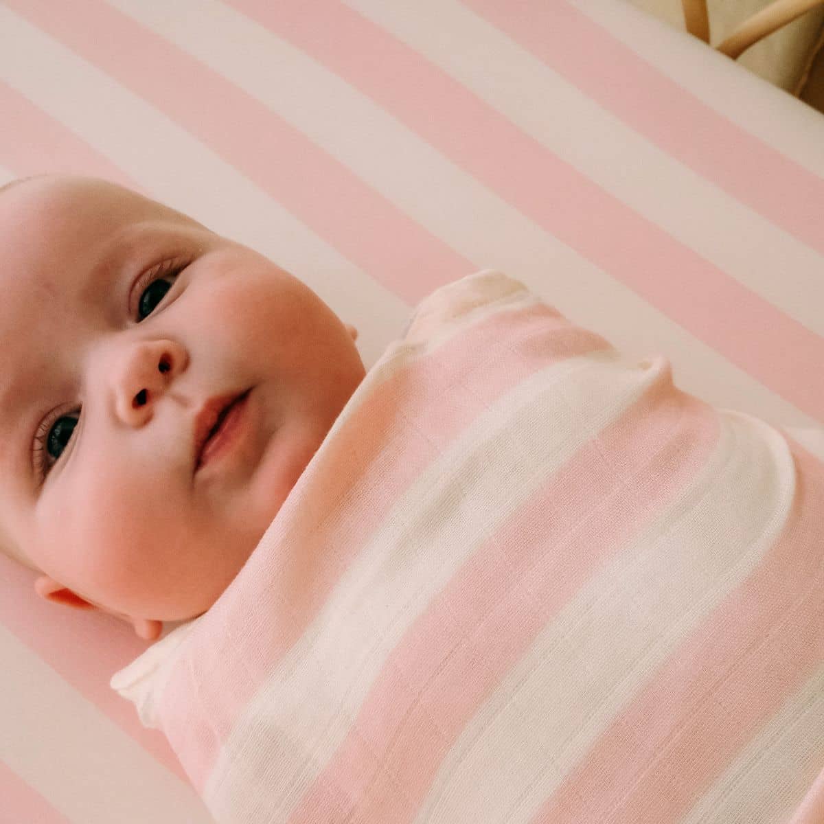 Fox & Fallow Organic Muslin Swaddle Wrap - Petal Stripe - Image 4