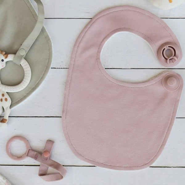 Gigi One Handed Baby Bib + Accessory Tether - Blush - Image 4