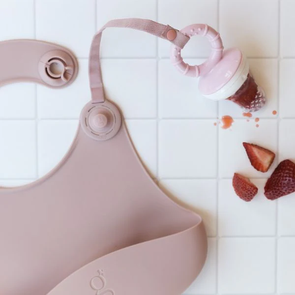 Gigi One Handed Baby Bib + Accessory Tether - Blush - Image 7