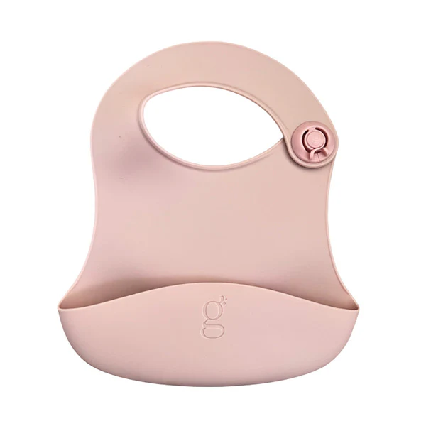 Gigi One Handed Silicone Bib + Accessory Tether - Blush