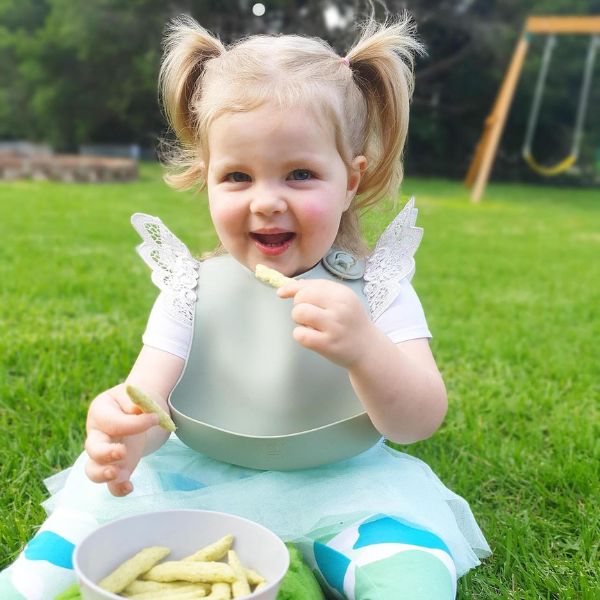 Gigi One Handed Silicone Bib + Accessory Tether - Sage - Image 2