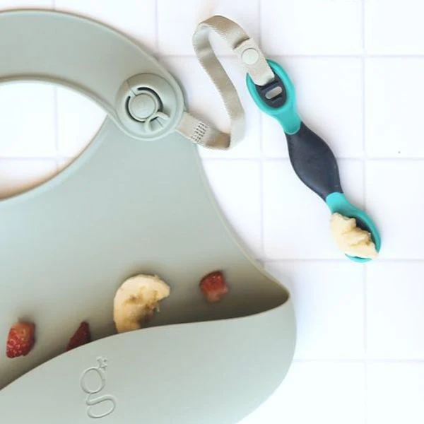 Gigi One Handed Silicone Bib + Accessory Tether - Sage - Image 3