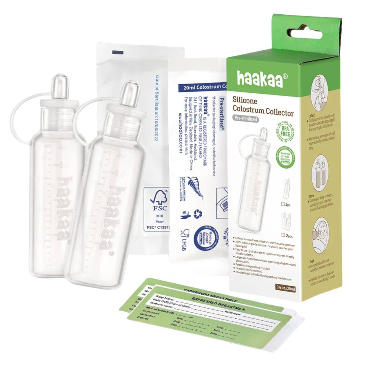 Haakaa Silicone Colostrum Collector Set - Pre Sterilised - 2 x 20ml - Image 4