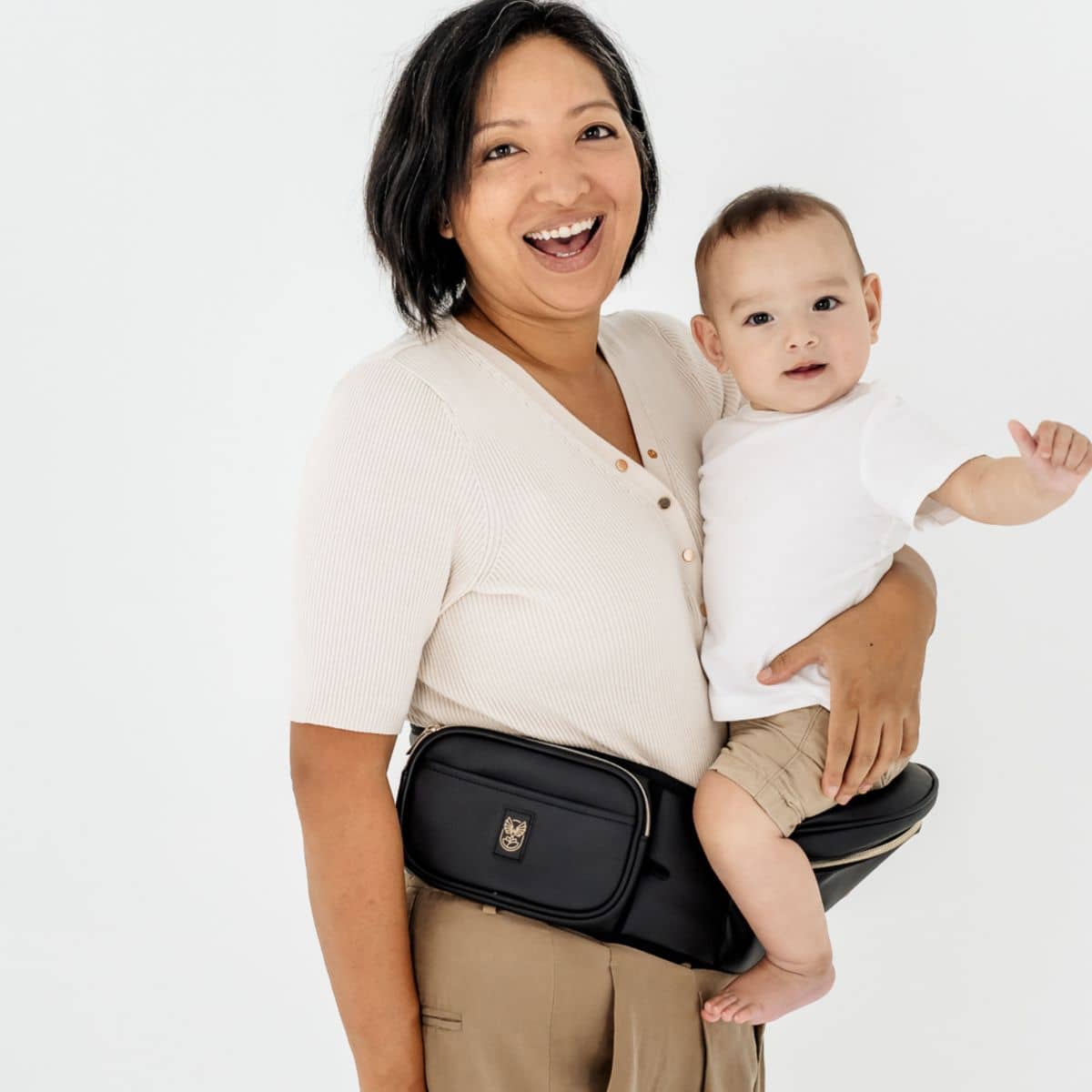 Hackerlily Hipsurfer - Hipseat Baby Carrier + Bum Bag - Black Vegan Leather - Image 11