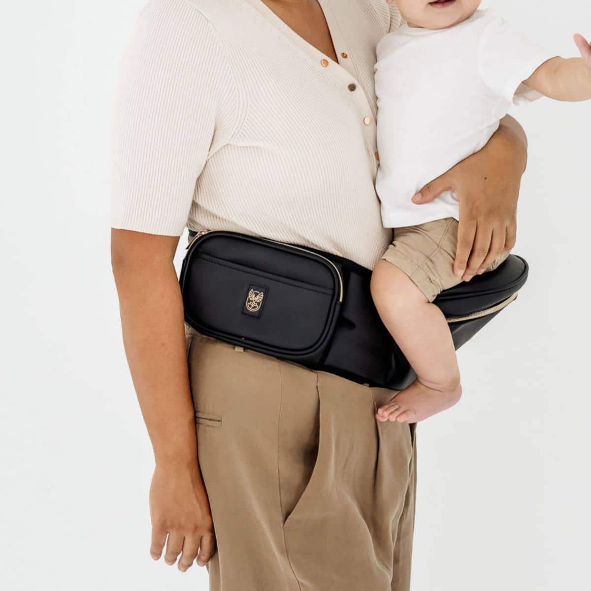 Hackerlily Hipsurfer - Hipseat Baby Carrier + Bum Bag - Black Vegan Leather - Image 12