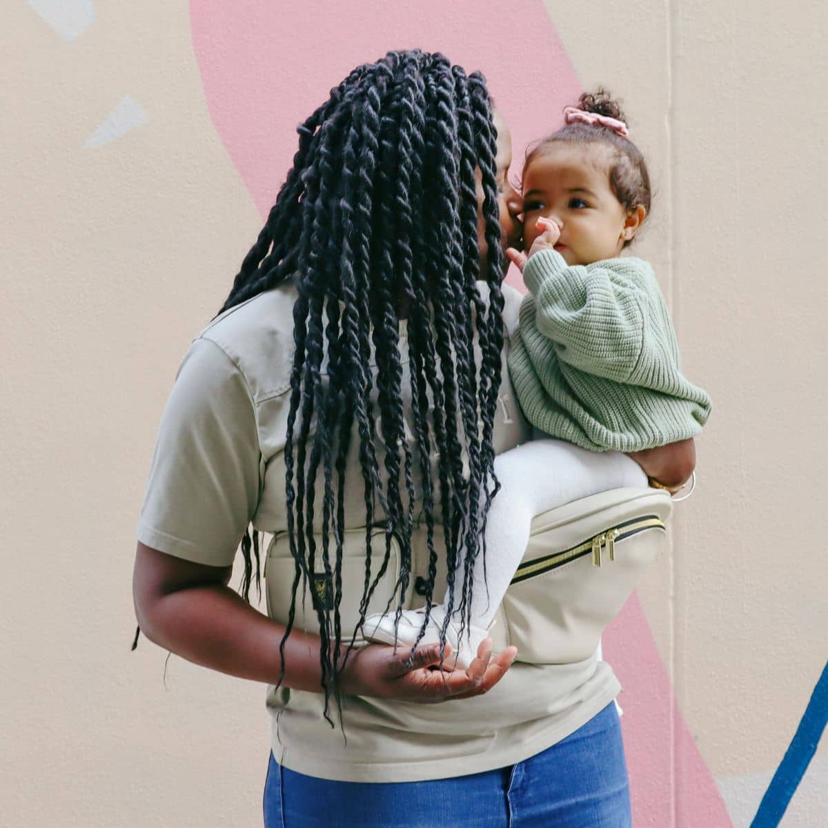 Hackerlily Hipsurfer - Hipseat Baby Carrier + Bum Bag - Sand Vegan Leather - Image 12