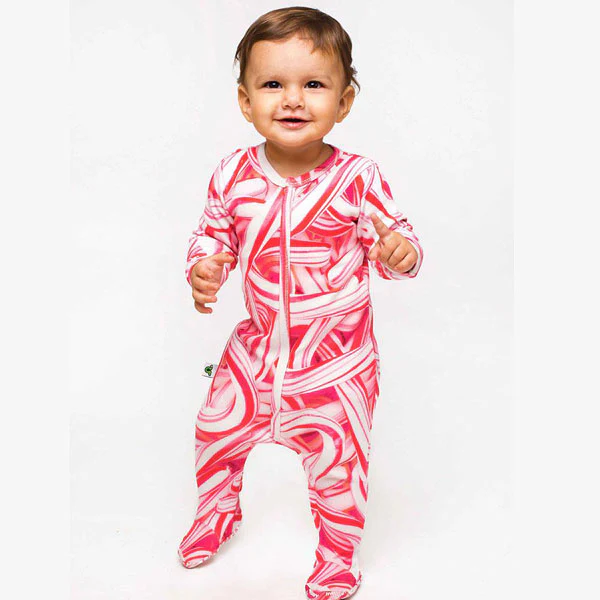 Inchworm Alley Organic Footie - Candy Canes - 0 to 3 Months - Image 4