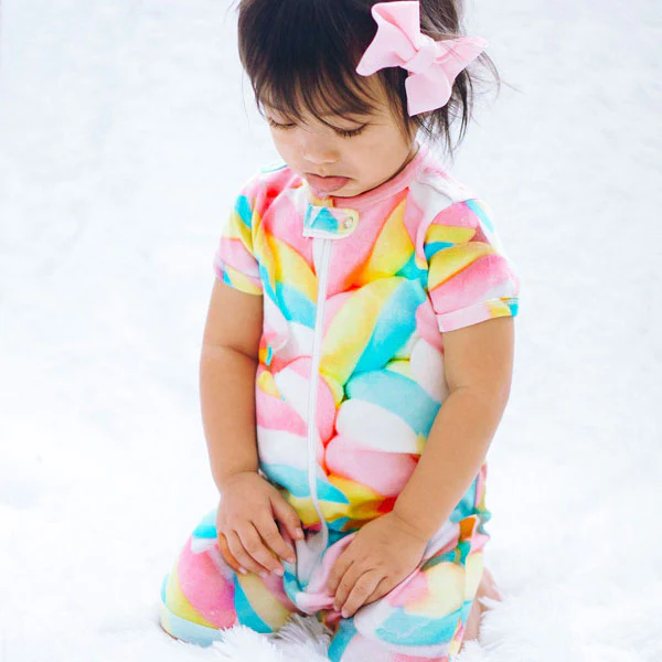 Inchworm Alley Organic Short Romper - Marshmallow Twisties - 0 to 3 Months - Image 2
