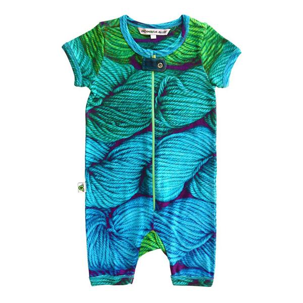 Inchworm Alley Organic Short Romper - Spin a Yarn - 3 to 6 Months