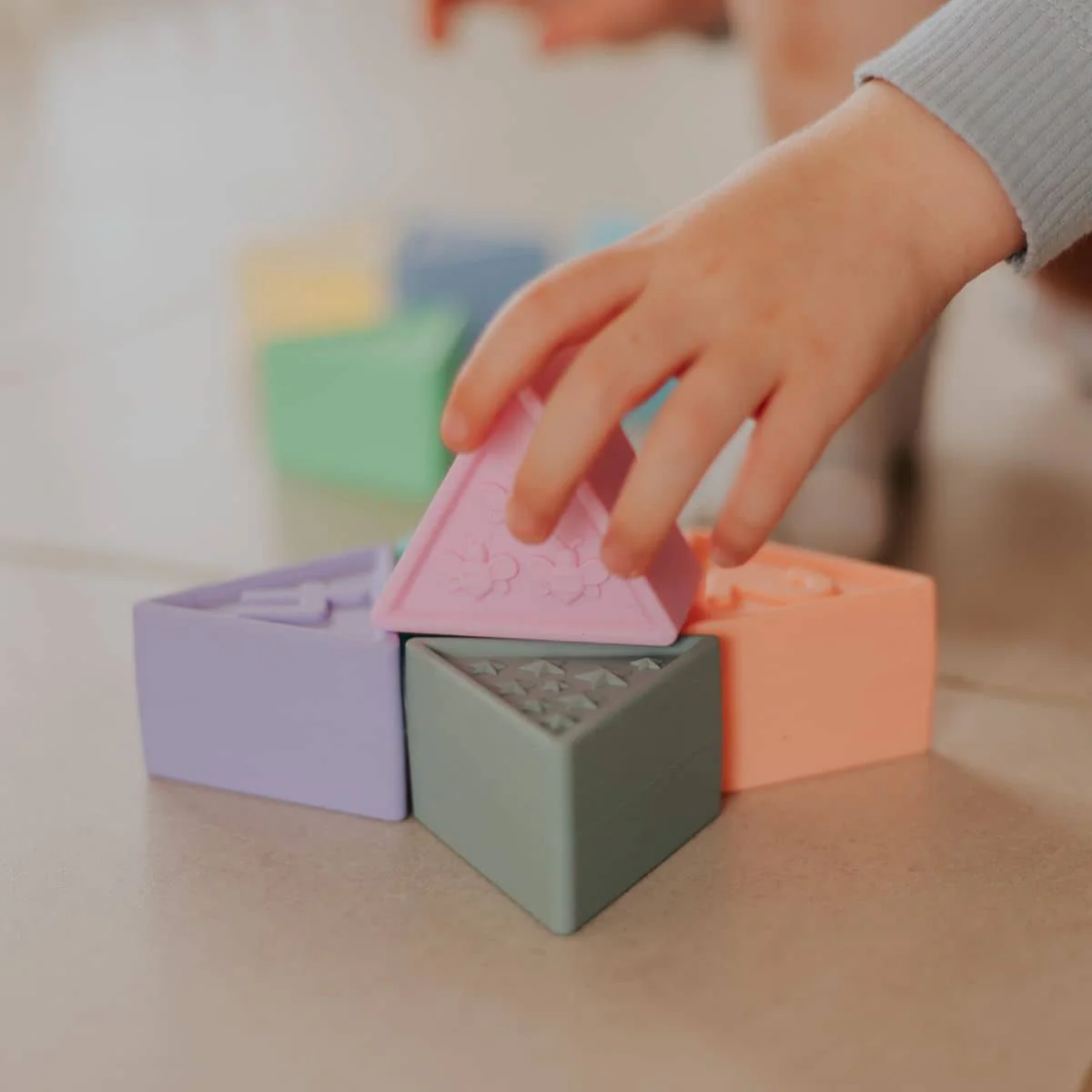 Jellystone Designs Triblox Silicone Blocks - Rainbow Pastel - Image 3