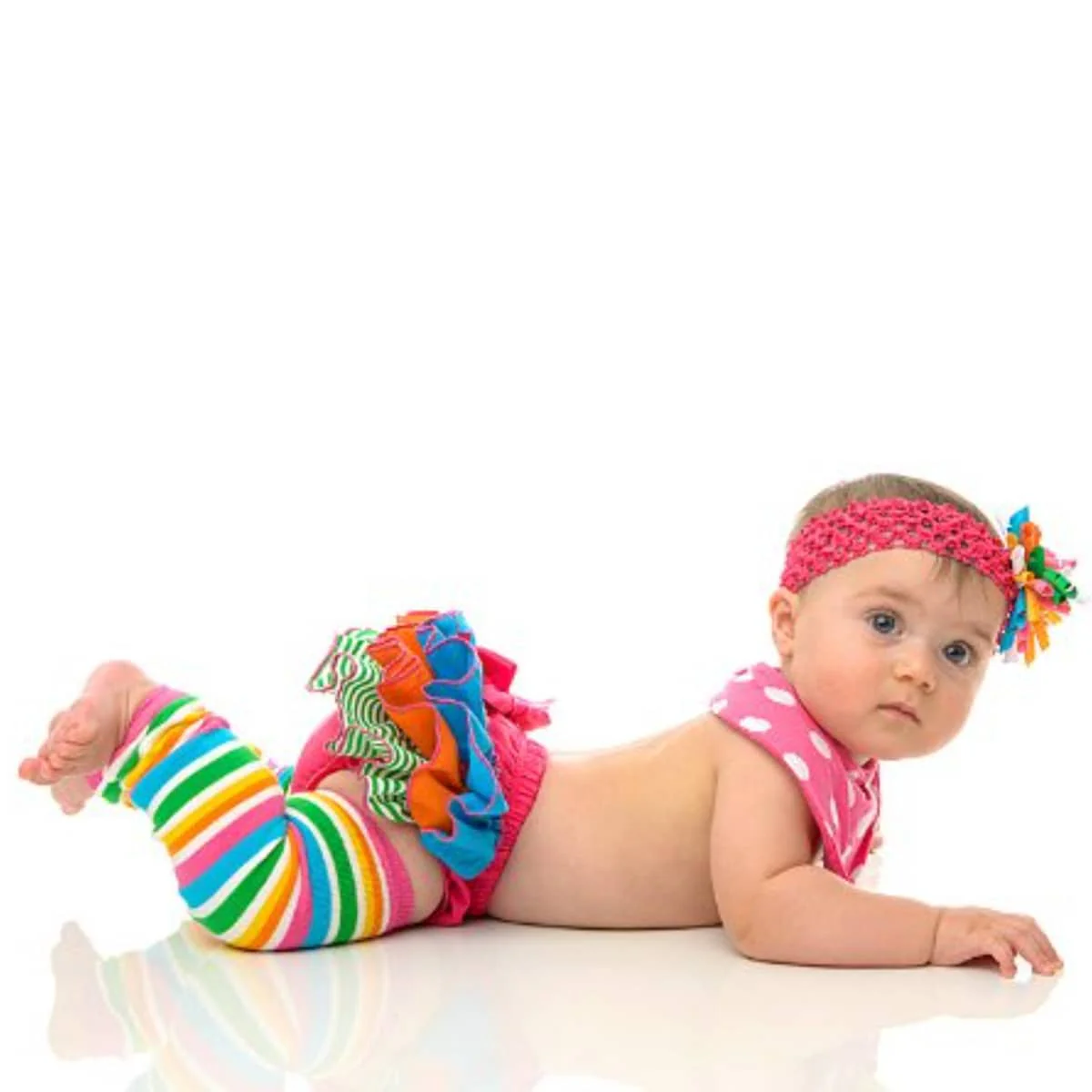 juDanzy Newborn Cotton Leg Warmers - Retro Stripe - Image 2