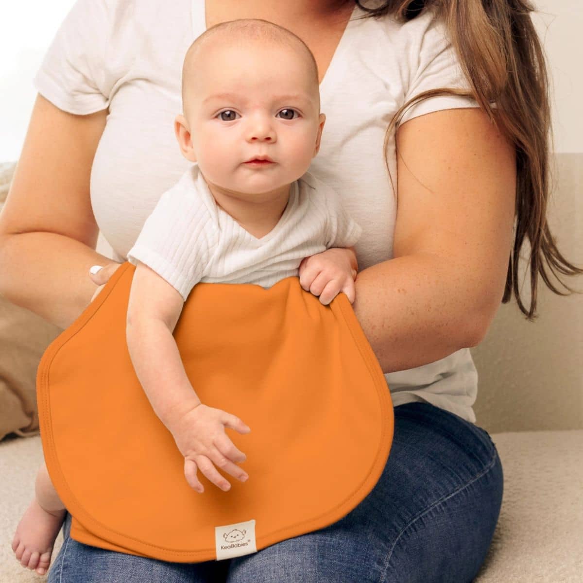KeaBabies Hallo Organic Burp Cloths - Sahara - Image 2