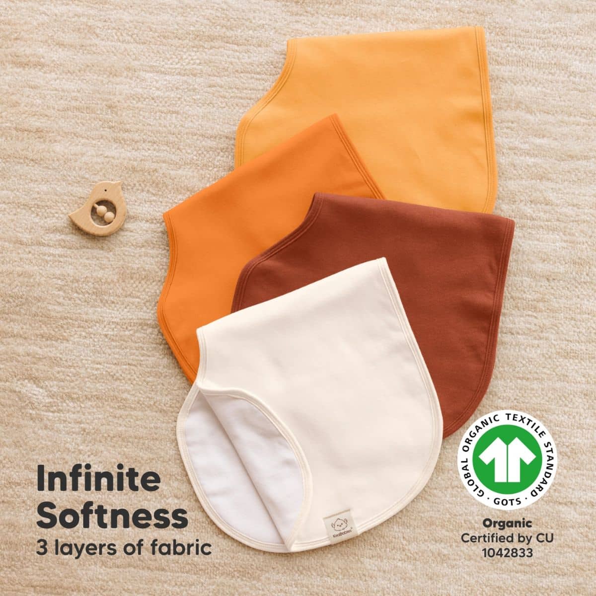KeaBabies Hallo Organic Burp Cloths - Sahara - Image 7