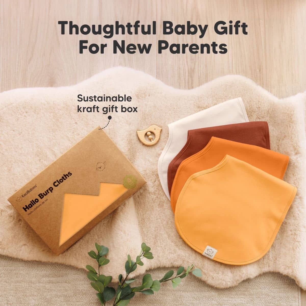 KeaBabies Hallo Organic Burp Cloths - Sahara - Image 9