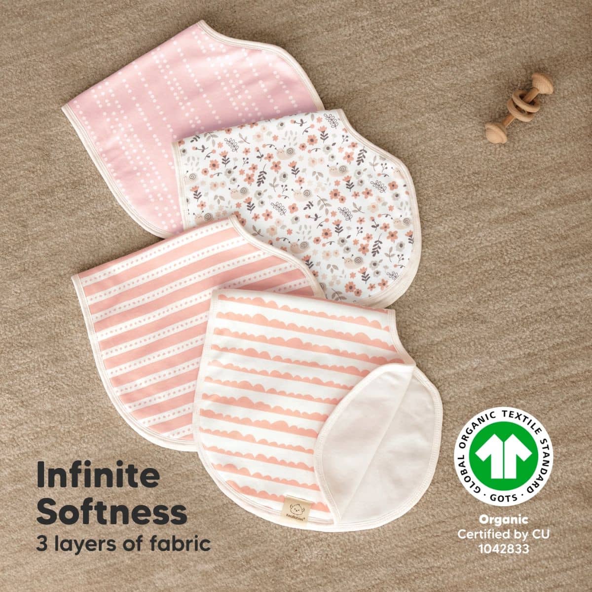 KeaBabies Hallo Organic Burp Cloths - Sweet Charm - Image 7
