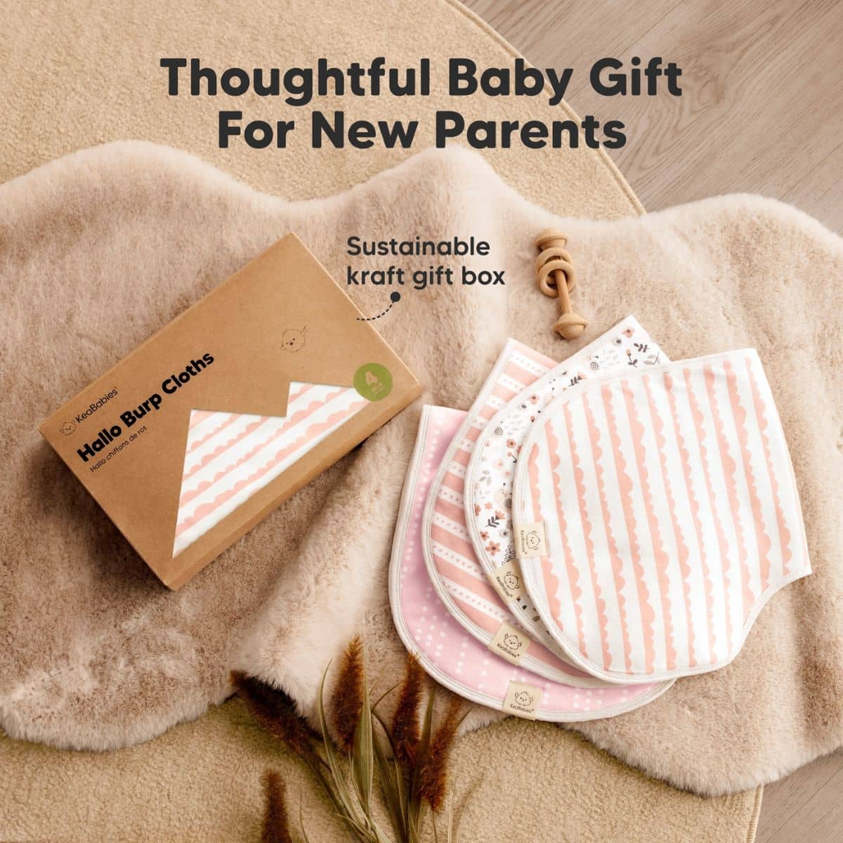 KeaBabies Hallo Organic Burp Cloths - Sweet Charm - Image 9