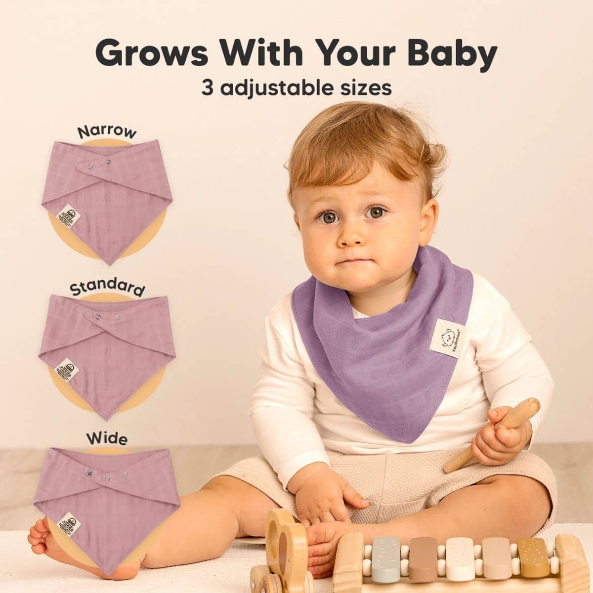KeaBabies Lumi Muslin Bandana Bibs Set - Lavender - Image 5