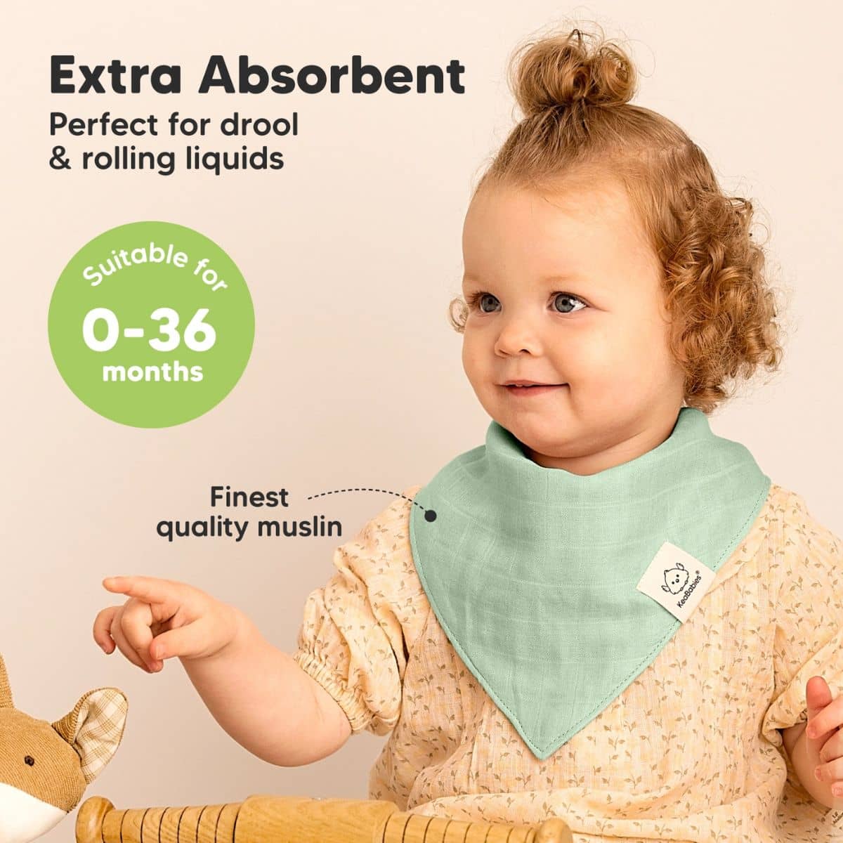 KeaBabies Lumi Muslin Bandana Bibs Set - Mirage - Image 7
