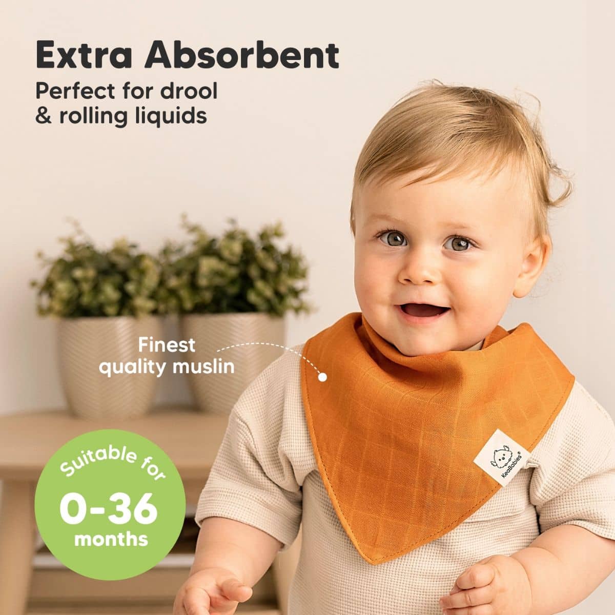KeaBabies Lumi Muslin Bandana Bibs Set - Spice - Image 8