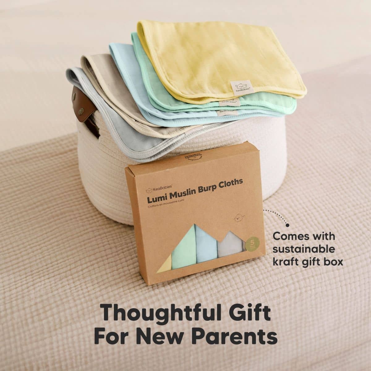 KeaBabies Lumi Muslin Burp Cloths - Mirage - Image 9